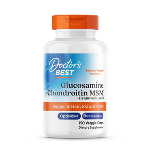 Глюкозамін, xондроітін, МСМ + гіалуронова кислота, Glucosamine Chondroitin MSM, Doctor's Best, 150 капсул DRB-00271 фото