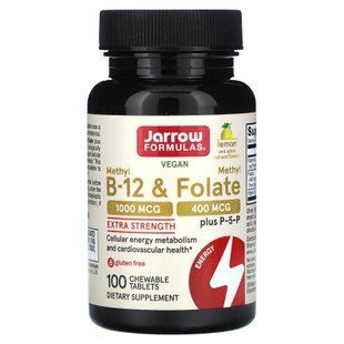 Метилфолат і метил B-12, Methyl B-12 & Methyl Folate, Jarrow Formulas 1000 мкг / 400 мкг, 100 жувальних таблеток JRW-18018 фото