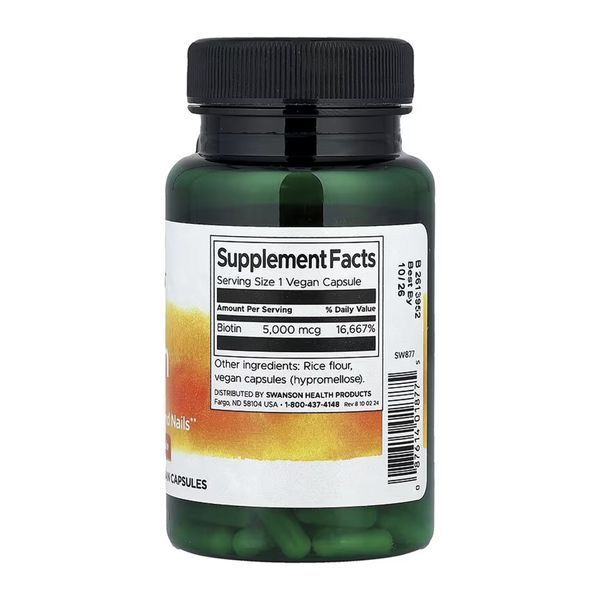 Biotin 5000mcg - 100 caps (Пошкоджена етикетка) 2024-11-0010 фото