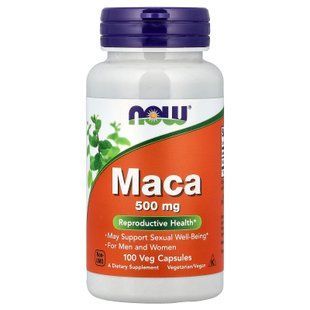 Мака (Maca), Now Foods, 500 мг, 100 вегетаріанських капсул NOW-04721 фото