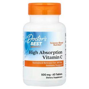 Вітамін С, High Absorption Vitamin C, Doctor's Best, високе засвоєння, 60 веганських таблеток DRB-00191 фото