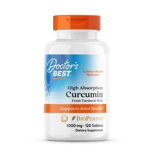 Куркумін, High Absorption Curcumin, Doctor's Best, високої засвоюваності, 1000 мг, 120 веганських таблеток DRB-00195 фото