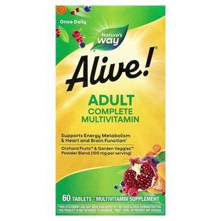 Мультивітаміни Alive!, Complete Multivitamin, Nature's Way, для дорослих, 60 таблеток NWY-60192 фото