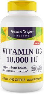 Вітамін D3, Vitamin D3, Healthy Origins, 250 мкг (10 000 МО), 360 гелевих капсул HOG-15356 фото