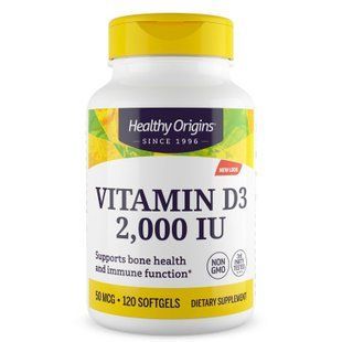 Вітамін D3, Vitamin D3, Healthy Origins, 2000 МО, 120 гелевих капсул HOG-15374 фото