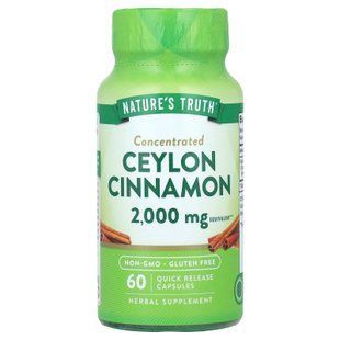 Кориця цейлонська, Concentrated Ceylon Cinnamon, Nature's Truth, концентрована, 2000 мг, 60 капсул швидкого вивільнення NTH-11550 фото