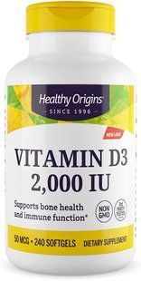 Вітамін D3, Vitamin D3, Healthy Origins, 2000 МО, 240 гегєвих капсул HOG-15376 фото