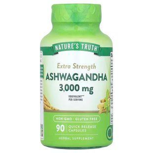 Ашваганда, посилена, Extra Strength Ashwagandha, Nature's Truth, 3000 мг, 90 капсул швидкого вивільнення (1500 мг на капсулу) NTH-11664 фото