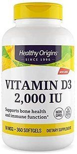 Вітамін D3, Vitamin D3, Healthy Origins, 2000 МО, 360 гелевих капсул HOG-15378 фото