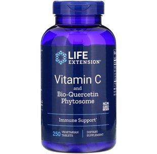 Вітамін С + біо-кверцетин, Vitamin C and Bio-Quercetin Phytosome, Life Extension, 250 вегетаріанських таблеток LEX-22272 фото