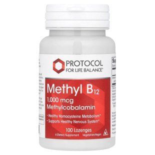 Метил В12, Methyl B12, Protocol for Life Balance 1000 мкг, 100 пастилок PRT-10495 фото