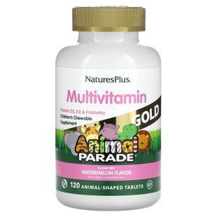 Вітаміни для дітей, Chewable Multi-Vitamin, Nature's Plus, Animal Parade, смак кавуна, 120 таблеток у формі тварин NAP-29938 фото