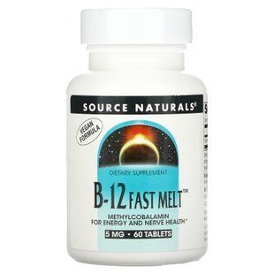Вітамін В12, B-12 Fast Melt, Source Naturals, 5 мг, 60 таблеток SNS-02462 фото