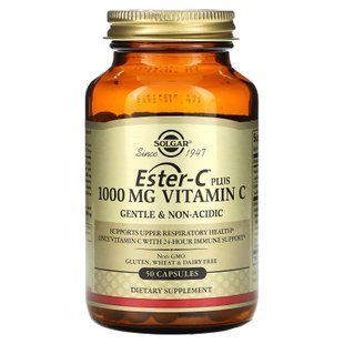 Вітамін С естер плюс, Ester-C Plus Vitamin C, Solgar, 1000 мг, 50 капсул SOL-00693 фото