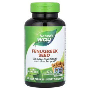 Пажитник, Fenugreek Seed, Nature's Way, насіння, 1130 мг, 180 веганських капсул (565 мг на капсулу) NWY-14610 фото