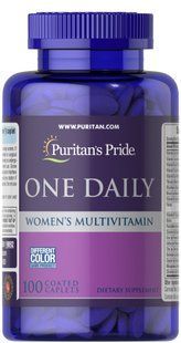 Мультивітаміни для жінок, Women's Multivitamin, Puritan's Pride, 1 в день, 100 каплет PTP-19092 фото