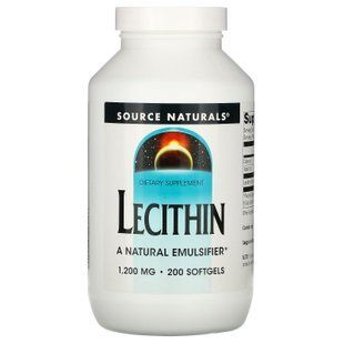 Лецитин, Lecithin, Source Naturals, 1200 мг, 200 капсул SNS-00617 фото