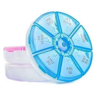 Органайзер для таблеток 7-денний, Round Portable 7 Compartment Weekly Pill Box, MEMOSAN, круглий, синій MEN-00011 фото