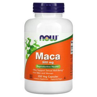 Мака (Maca), Now Foods, 500 мг, 250 вегетаріанських капсул NOW-04762 фото