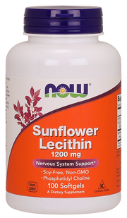Соняшниковий лецитин, Sunflower Lecithin, Now Foods, 1200 мг, 100 гелевих капсул NOW-02311 фото