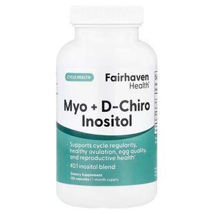 Міо-інозитол + D-хиро інозитол, Myo + D-Chiro Inositol, Fairhaven Health, 120 капсул FHH-00227 фото