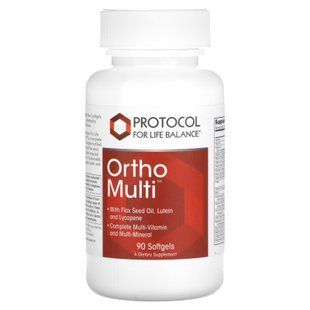 Мультивітаміни та мультимінерали, Ortho Multi, Protocol for Life Balance, повний комплекс, 90 гелевих капсул PRT-13816 фото