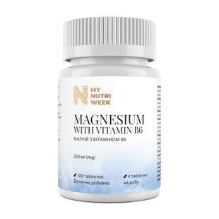 Магній з вітаміном В6, Magnesium with Vitamin B6, My Nutri Week, 200 мг, 100 таблеток (50 мг у таблетці) MNW-532627 фото