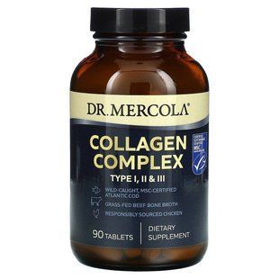 Колаген типу I, II та III, Collagen Complex, Dr. Mercola, комплекс, 90 пігулок MCL-03838 фото