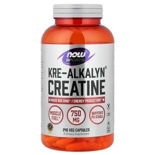 Креатин, Kre-Alkalyn Creatine, NOW Foods, Sports, 240 вегетаріанських капсул (0,75 г на капсулу) NOW-02053 фото