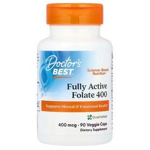 Фолат із Quatrefolic, Fully Active Folate 400, Doctor's Best, активний, 400 мкг, 90 капсул DRB-00262 фото