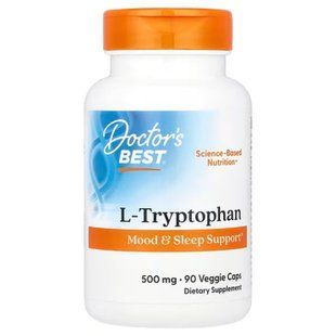 Триптофан, L-Tryptophan, Doctor's Best, 500 мг, 90 веганських капсул DRB-00126 фото