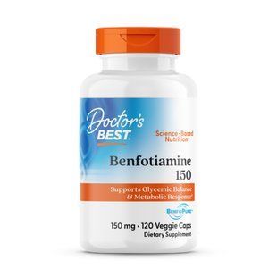 Бенфотіамін, Benfotiamine 150 with BenfoPure&trade;, Doctor's Best, з BenfoPure&trade;, 150 мг, 120 веганських капсул DRB-00129 фото