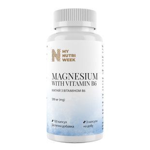 Магній з вітаміном В6, Magnesium with Vitamin B6, My Nutri Week, сильний екстра, 399 мг, 150 капсул MNW-532580 фото
