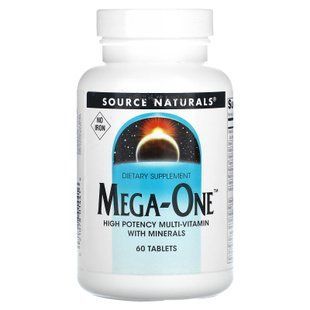 Мультивітаміни без заліза, Mega-One, Source Naturals, по 1 в день, 60 таблеток SNS-01441 фото