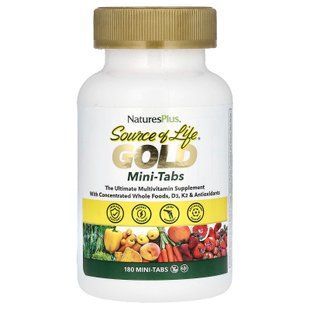 Мультивітаміни, Gold, The Ultimate Multivitamin Supplement, Source of Life, NaturesPlus, 180 міні-таблеток NAP-30714 фото