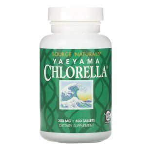 Хлорелла, Yaeyama Chlorella, Source Naturals, 600 таблеток (200 мг на таблетку) SNS-01454 фото